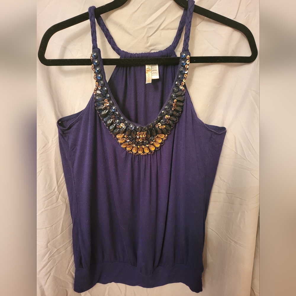 Jeweled Navy Blue Top